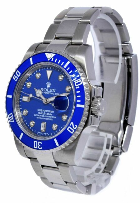 Rolex Submariner Date Stainless Steel /Ceramic w/Blue Diamond Dial 116610