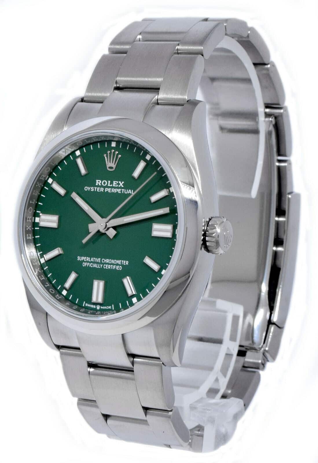 NOS Rolex Oyster Perpetual 36 Steel Green Dial Watch B/P '21 126000