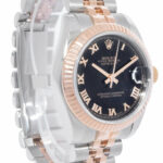 Rolex Datejust 18k Rose Gold/Steel Black Roman Dial Ladies 31mm Watch D 178271