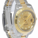Rolex Datejust II YG/SS Champagne Diamond Dial Mens Oyster Watch 116333