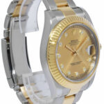 Rolex Datejust II YG/SS Champagne Diamond Dial Mens Oyster Watch 116333