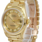 Rolex Datejust President 18k Yellow Gold Diamond Roman Ladies 31mm Watch E 68278
