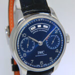 IWC Portugieser Annual Calendar 5035 Steel 7 Days Blue Mens 44mm Watch IW503502