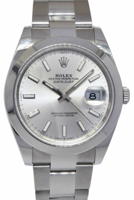Rolex Datejust 41 Steel Silver Dial Oyster Bracelet Mens Watch B/P '20 126300