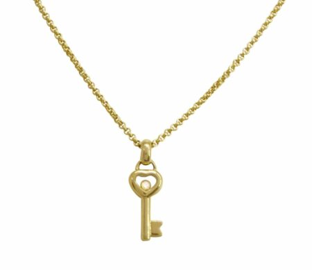 Chopard Happy Diamond Key Pendant 18k Yellow Gold 2mm Chain Necklace 16''