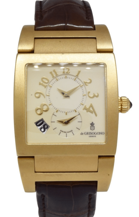De Grisogono Instrumento Uno 18k Yellow Gold Dual Time Date Mens Watch +Papers
