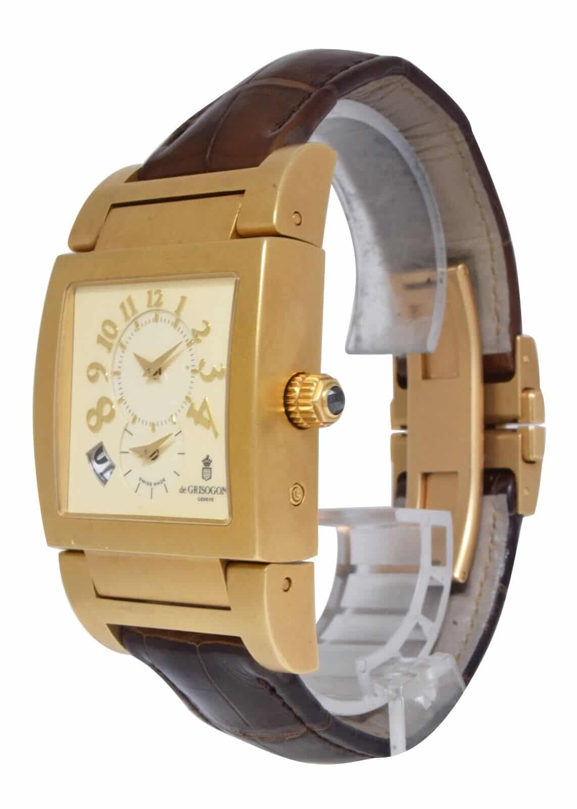 De Grisogono Instrumento Uno 18k Yellow Gold Dual Time Date Mens Watch +Papers