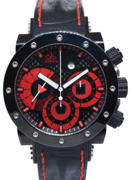 Jacob & Co. Epic II Chronograph PVD Steel Black/Red Mens 47mm Automatic Watch BP