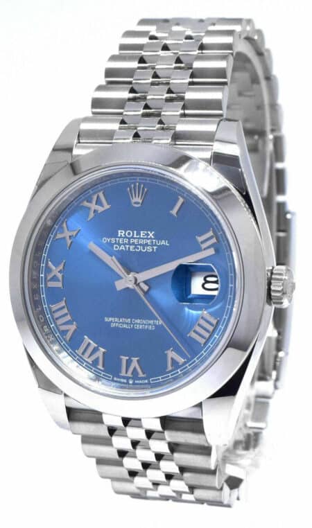 NEW Rolex Datejust 41mm Steel Blue Roman Dial Mens Watch B/P '20 126300