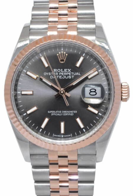 Rolex Datejust 36 18k Rose Gold/Steel Rhodium Gray Dial Jubilee Watch 126231