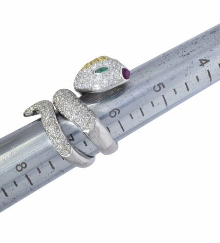 Snake Ring 2.42 Carat Diamonds & 18k White Gold Size: 6.5