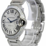 Cartier Ballon Bleu 36mm 18k White Gold Diamond Auto Watch +Box WE96006Z3 3004