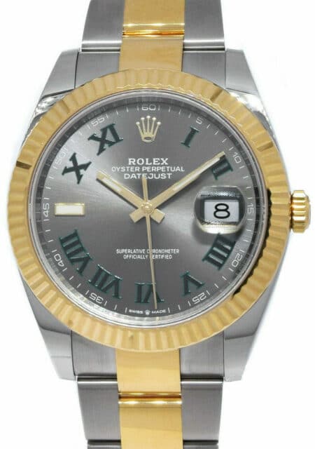 NOS Rolex Datejust 41 YG/Steel Wimbledon Dial Mens Watch Box/Papers '21 126333