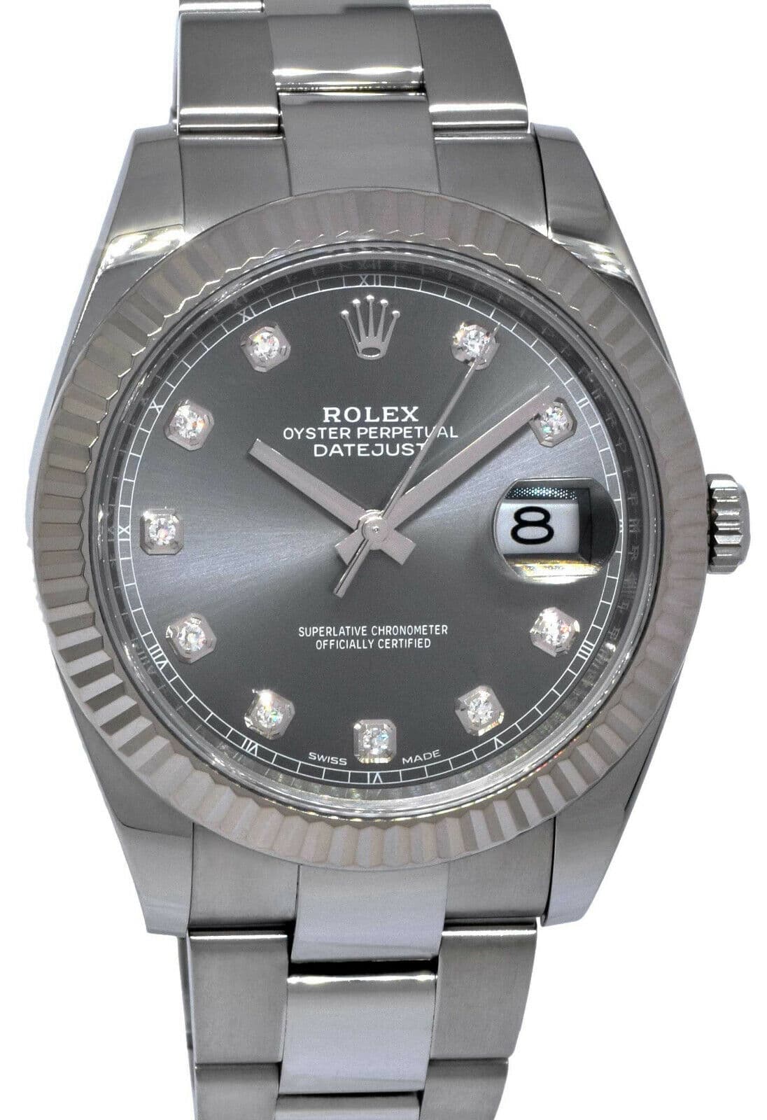 Udfyld absolutte Morgenøvelser Rolex Datejust II Steel/18k WG Rhodium Diamond Dial 41mm Watch Scrambled  116334 - Jewels in Time