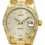 Rolex Datejust President 18k Yellow Gold Jubilee Diamond D/B Ladies 31mm 68278