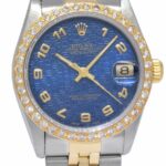 Rolex Datejust 18k YG/Steel Blue Jubilee Arabic Dial/ Dia Bezel 31mm Watch 68273
