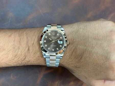 Rolex Datejust 41 Dial 18k Rose Gold/Steel Chocolate Diamond Watch BP '23 126301