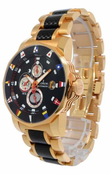 Corum Admirals Cup Tides 18k Rose Gold Black Carbon Fiber 44 Watch B/P 977.631.5