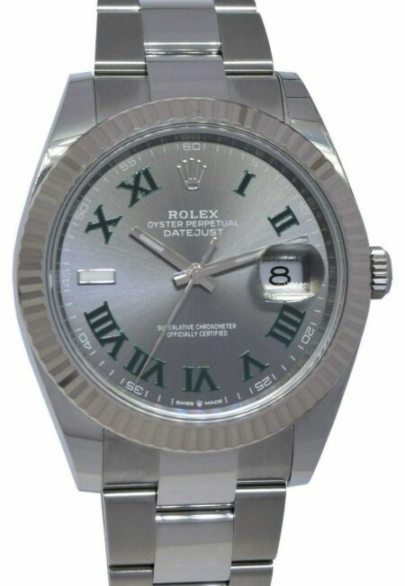 NEW Rolex Datejust 41 Steel & 18k WG Wimbledon Dial Watch Box/papers '22 126334