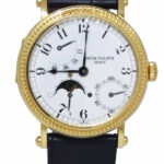 Patek Philippe 5015 Complications 18k Yellow Gold Mens 35mm Watch B/P 5015J