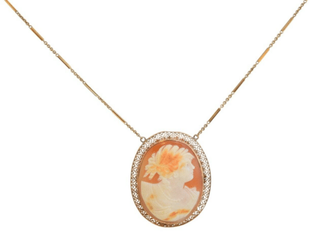 Ladies Cameo Necklace 14k & 10K Yellow Gold