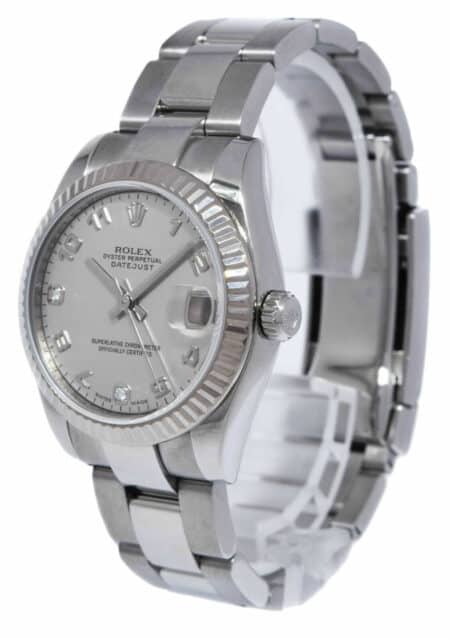 Rolex Datejust SS & 18k WG Bezel MOP Diamond Dial Ladies 31mm Watch B/P 178274