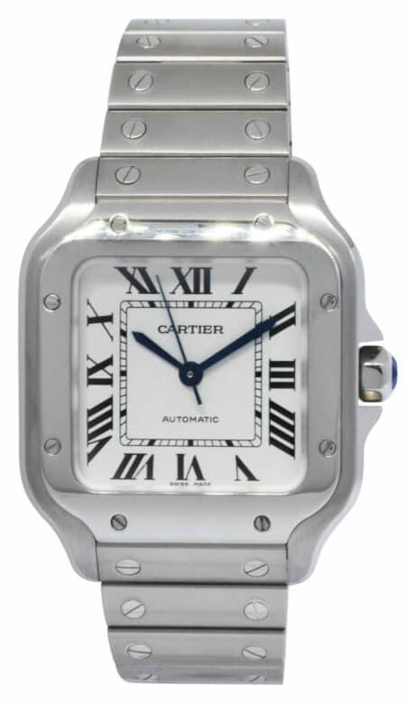 Cartier Santos Medium Steel Silver Dial Mens Automatic Watch B/P WSSA0029 4075