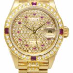 Rolex Datejust President 18k Yellow Gold Diamond/Ruby Ladies 26mm Watch 69178