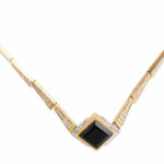 Necklace 14k Yellow Gold Onyx & 2.10 Carat Diamond