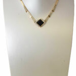 Necklace 14k Yellow Gold Onyx & 2.10 Carat Diamond