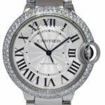 Cartier Ballon Bleu Steel & Diamond Silver Dial Ladies 36mm Automatic Watch 3284
