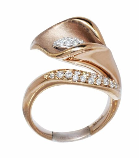 Sonia Bitton 18k Rose Gold 0.29ct Diamond Flower Ring Size 6.75