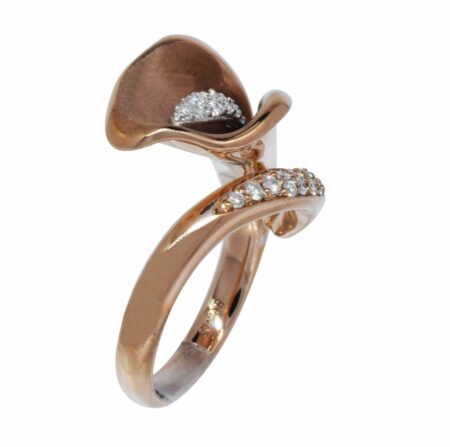 Sonia Bitton 18k Rose Gold 0.29ct Diamond Flower Ring Size 6.75