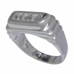 Mens Contemporary 1.00 CT Diamond Ring 14k White Gold 8
