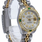 Rolex Datejust 18k Yellow Gold/Steel MOP Diamond/Emerald Ladies 26mm Watch 69173