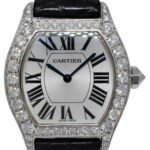 Cartier Tortue 18k White Gold Diamond Bezel Ladies Manual Watch 2644