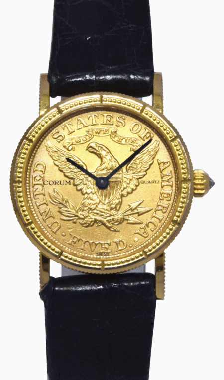 CORUM $5 US Coin Eagle Liberty 22k Yellow Gold Ladies 24.5mm Quartz Watch 1907