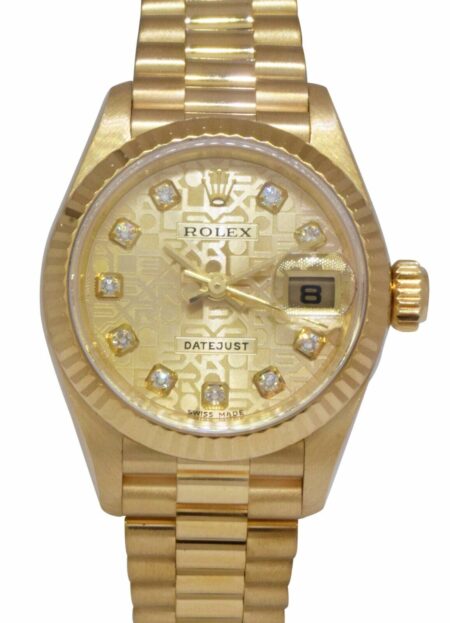 Rolex Datejust President 18k Yellow Gold Jubilee Diamond 26mm Watch +Paper 79178