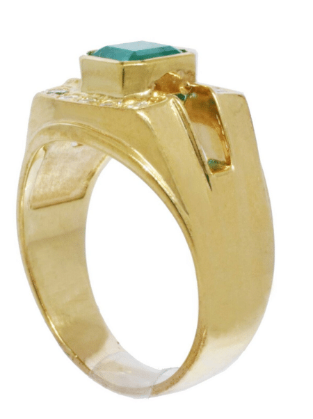 Ladies 14k Yellow Gold Emerald Ring 1.15ct & Diamond 0.30ct Size 9.5 US