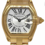 Cartier Roadster Date 18k Yellow Gold Silver Roman Dial Ladies Quartz Watch 2676