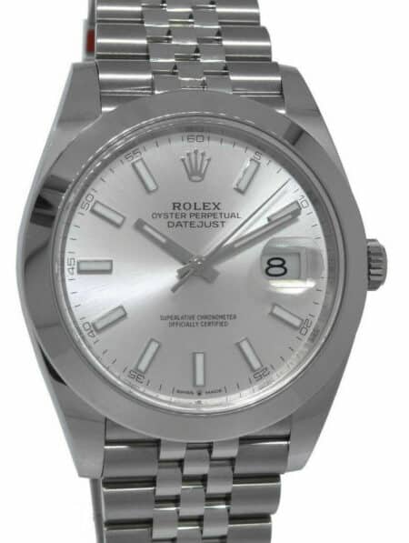 NOS Rolex Datejust 41 Steel Silver Dial Jubilee Bracelet Watch B/P '21 126300