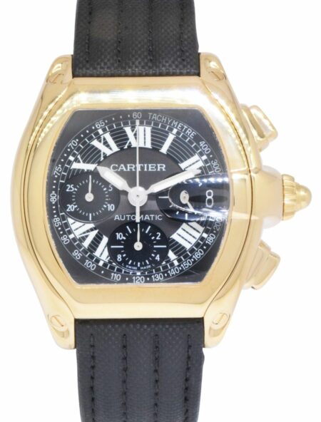 Cartier Roadster XL Chronograph 18k Yellow Gold Black Dial Mens Watch 2619