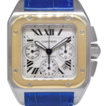 Cartier Santos 100 XL Chronograph Steel & 18k Yellow Gold Mens 41mm Watch 2740