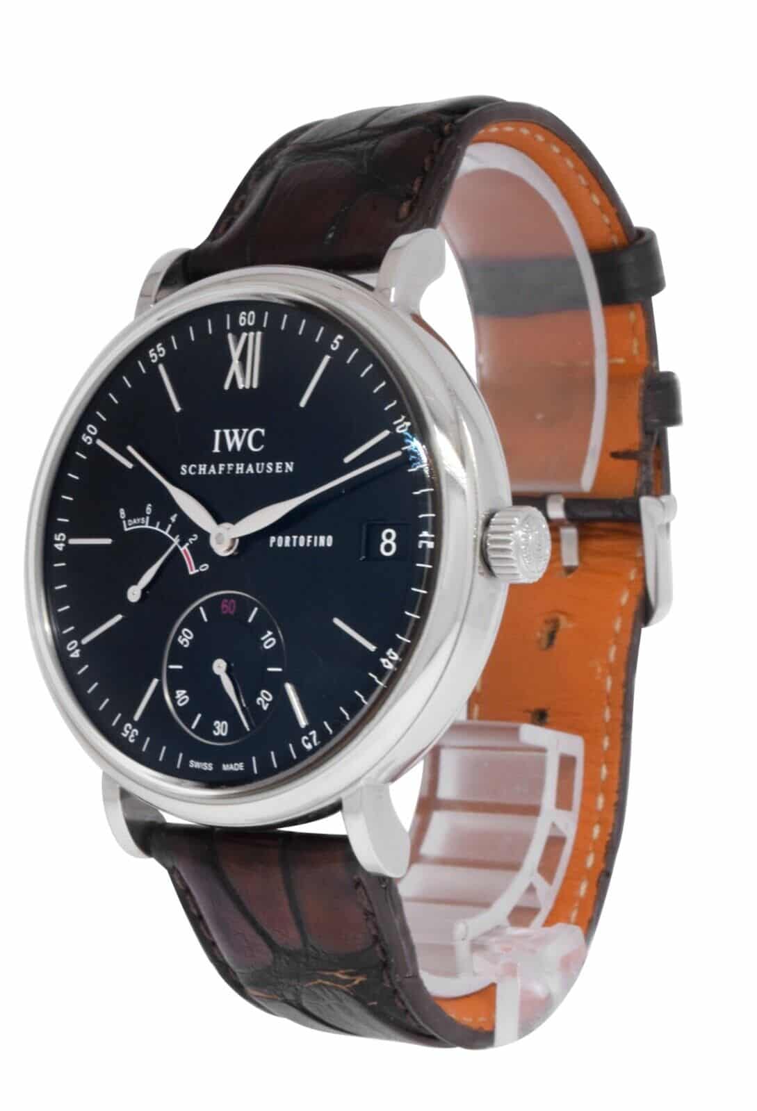 IWC Portofino 8 Days Steel Black Dial Mens 45mm Manual Watch B/P IW510102
