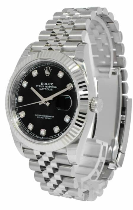 NOS Rolex Datejust 41 Steel & 18k Gold Black Diamond Dial Watch B/P '21 126334