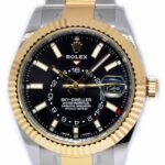 NOS Rolex Sky-Dweller Black Dial 18k Gold & Steel 42mm Watch B/P '21 326933