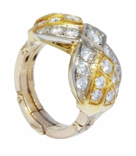 1.68 ct tw Diamond 14k Yellow Gold Ring with Fingermate Shank Size 6.25