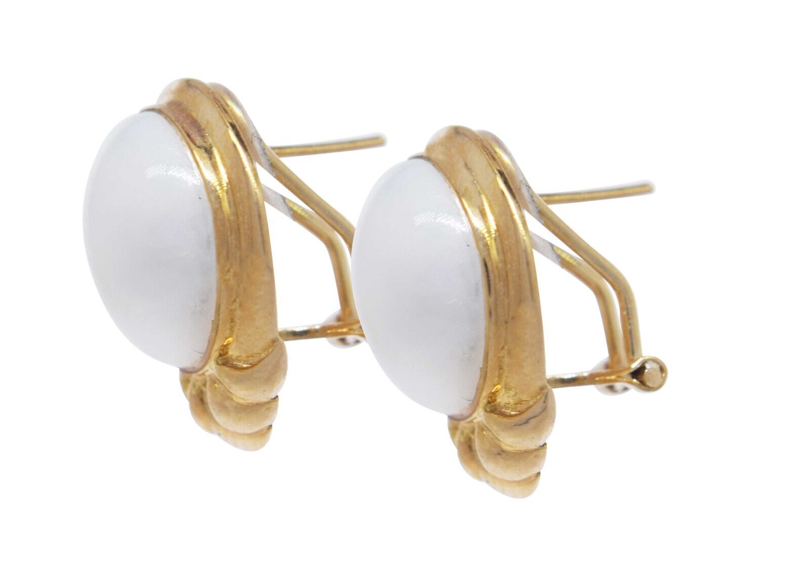 Mabe Pearl Earrings 14k Yellow Gold
