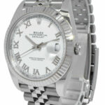 NEW Rolex Datejust 41 Steel 18k Gold Bezel White Roman Dial Watch B/P '22 126334