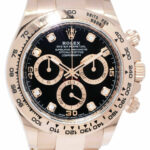 NEW Rolex Daytona Chronograph 18k Rose Gold Black Diamond Dial Watch '22 116505